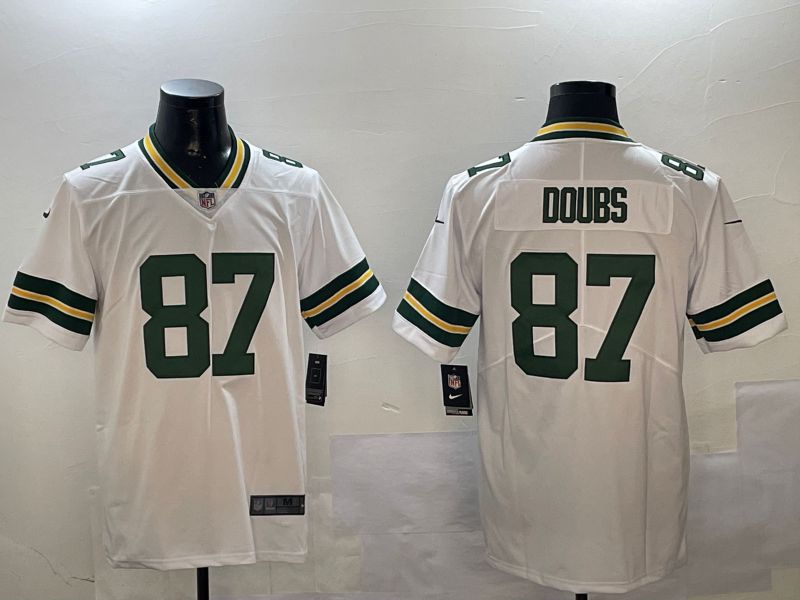 Men Green Bay Packers #87 Doubs White Second generation 2024 Nike Limited NFL Jersey style 0115->denver nuggets->NBA Jersey